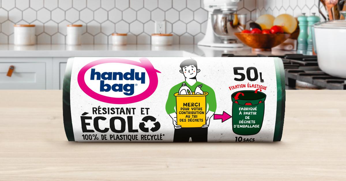 Handy Bag - Sacs poubelle fixation élastique (10x50L) commandez en