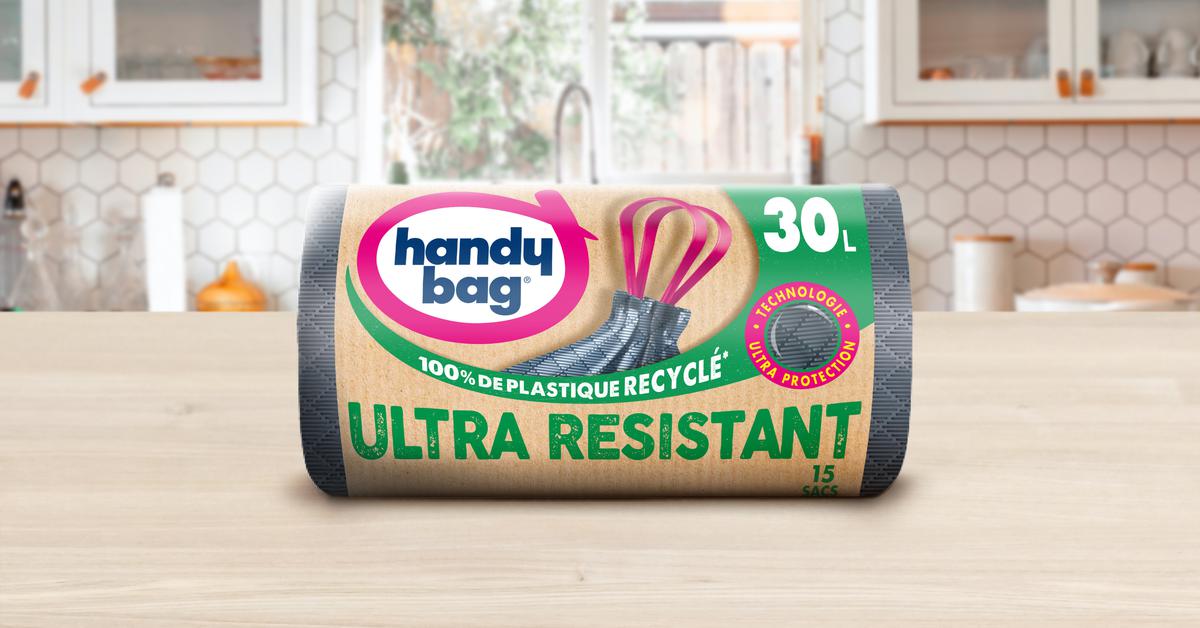 Sac poubelle à poignées 10L 100% compostable HANDY BAGS : les 10